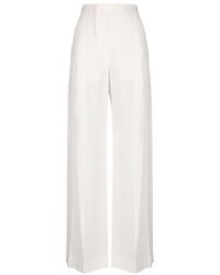 Victoria Beckham - Pleated Straight Leg Trousers - Lyst