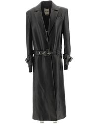 The Attico - Logo Buckled Leather Trench Coat - Lyst