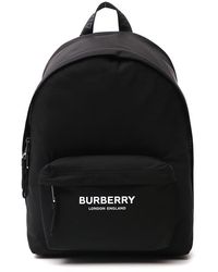 Burberry Logo Printed Backpack - Black