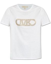 Michael Kors - Mk Grommeted Empire Logo Organic Cotton T-Shirt - Lyst