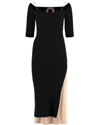 N°21 Ribbed Knit Midi Dress - Black