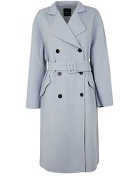 Womens Coats Theory Coats Theory Darwin Wool-blend Pocket Coat in Grey Blue - Save 1% 