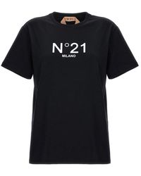 N°21 - Flocked Logo T-shirt - Lyst
