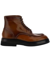 Santoni - Round-toe Lace-up Ankle Boots - Lyst