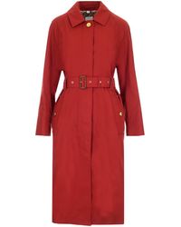 Burberry Tropical Gabardine Belted Car Coat - Red