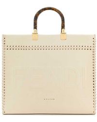 Fendi - Ivory Leather Medium Sunshine Shopping Bag - Lyst