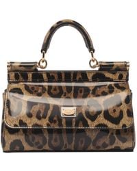 Dolce & Gabbana - Small Sicily Bag In Shiny Leopard Print Leather - Lyst