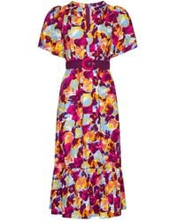Diane von Furstenberg - Polina Floral Print Cotton Midi Dress - Lyst
