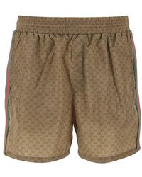 Gucci - Mens Camel, Ebony, Mix GG-pattern Drawstring-waistband Swim Shorts 38 - Lyst