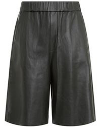 Ami Paris - Dark Olive Lamb Leather Shorts - Lyst