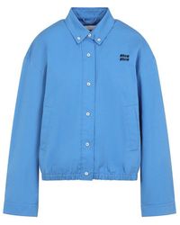 Miu Miu - Logo-Embroidered Button-Up Jacket - Lyst