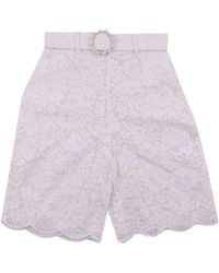 Zimmermann - High-rise Belted Laced Shorts - Lyst