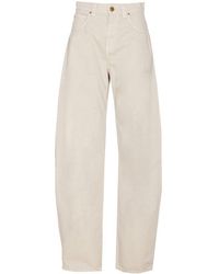 Pinko - High-waist Logo Patch Tapered Jeans - Lyst