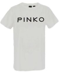 Pinko - Logo Printed Crewneck T-shirt - Lyst