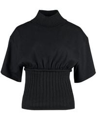 MM6 by Maison Martin Margiela - High-neck Ribbed Knit Top - Lyst