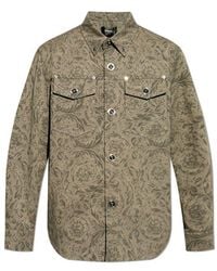 Versace - Barocco Jacquard Long-sleeved Overshirt - Lyst