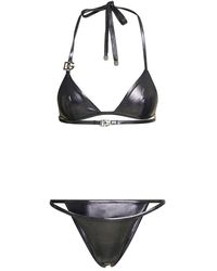 Dolce & Gabbana - Kim Dg Logo Plaque Triangle Bikini - Lyst