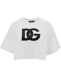 Dolce & Gabbana - Logo Cotton Cropped T-Shirt - Lyst