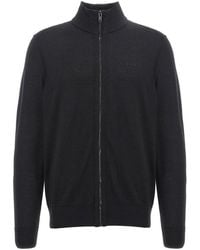 BOSS - Logo-Embroidered Zipped Knit Cardigan - Lyst