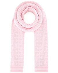 Womens Mens Accessories Mens Scarves and mufflers Balmain Synthetic Monogram Viscose Scarf in White,Pink - Save 28% White 