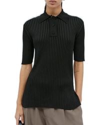 Jil Sander - Short-sleeved Ribbed Knitted Polo Shirt - Lyst