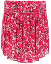 Étoile Isabel Marant Tempster Floral-print Cotton Wrap Skirt in Red - Lyst