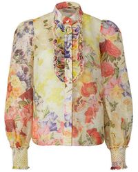 Zimmermann - Floral Printed Buttoned Blouse - Lyst