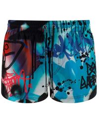Dolce & Gabbana Graffiti-printed Swim Shorts - Blue