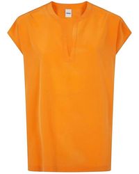 Aspesi - V-Neck Cap Sleeve Top - Lyst