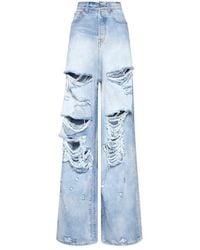 Vetements - Distressed Wide Leg Jeans - Lyst