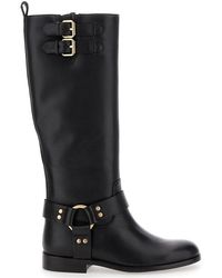 Twinset - Almond-Toe Buckled Equestrian Boots - Lyst