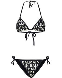 Balmain - Logo-tape Triangle Bikini - Lyst