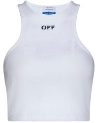 Off-White c/o Virgil Abloh - Off- Ribbed Rowing Logo Cropped Top - Lyst