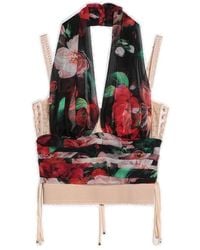 Dolce & Gabbana - Floral Printed Chiffon Corset Top - Lyst