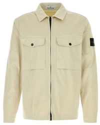 Stone Island - Compass Patch Zipped Overshirt - Lyst