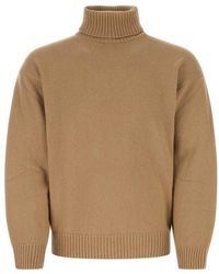 A.P.C. Drop-shoulder Roll-neck Knitted Sweater - Natural