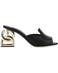 Dolce & Gabbana Lguana Printed Mules - Black