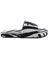 Tom Ford - Logo Embroidered Zebra Printed Slip-on Sandals - Lyst