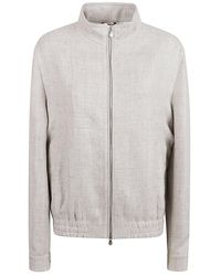 Brunello Cucinelli - High Neck Zip-Up Bomber Jacket - Lyst