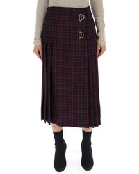 Burberry D Ring Checkered Pleated Kilt - Multicolour