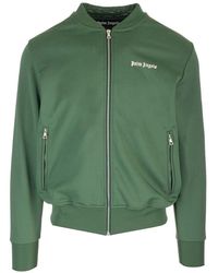 Palm Angels - Track Jacket In Green-colored Technical Fabric - Lyst