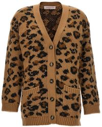 Valentino - Animal Printed Buttoned Knitted Cardigan - Lyst