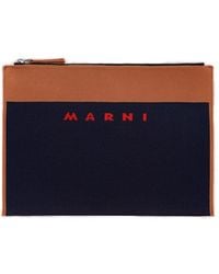 Marni - Logo-embroidered Zip Clutch Bag - Lyst