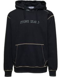 Stone Island - Hoodie With Contrasting Embroidered Logo - Lyst