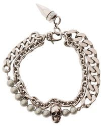 Alexander McQueen - Antique Pearl And Skull Stud Bracelet - Lyst