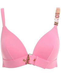 Moschino Logo Plaque Triangle Bikini Top - Pink