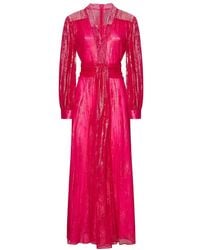 Pinko - Long-sleeved Midi Laced Dress - Lyst