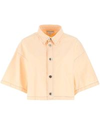 Bottega Veneta - Wide-sleeve Cropped Denim Shirt - Lyst
