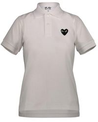 COMME DES GARÇONS PLAY - Cotton Polo Shirt With Black Embroidered Heart Clothing - Lyst