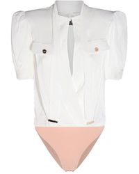 Elisabetta Franchi - Fluid Georgette Bodysuit Shirt - Lyst